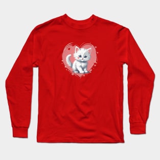 Cute kitten with heart Long Sleeve T-Shirt